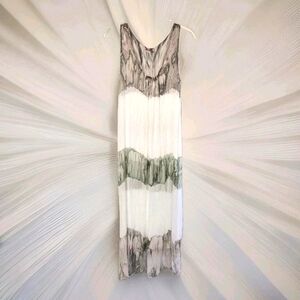 Scandal Sleeveless Tie Dye Silk Blend Maxi Dress Women’s Size S White Gray